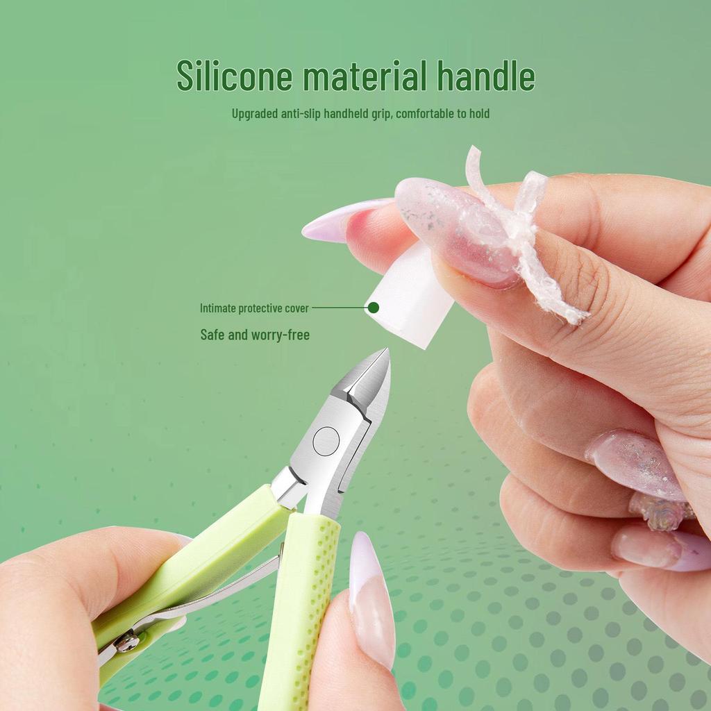 Angled Tip Cuticle Nippers - Beak-Like Clip, Silicone Handle for Nail Groove & Dead Skin Removal