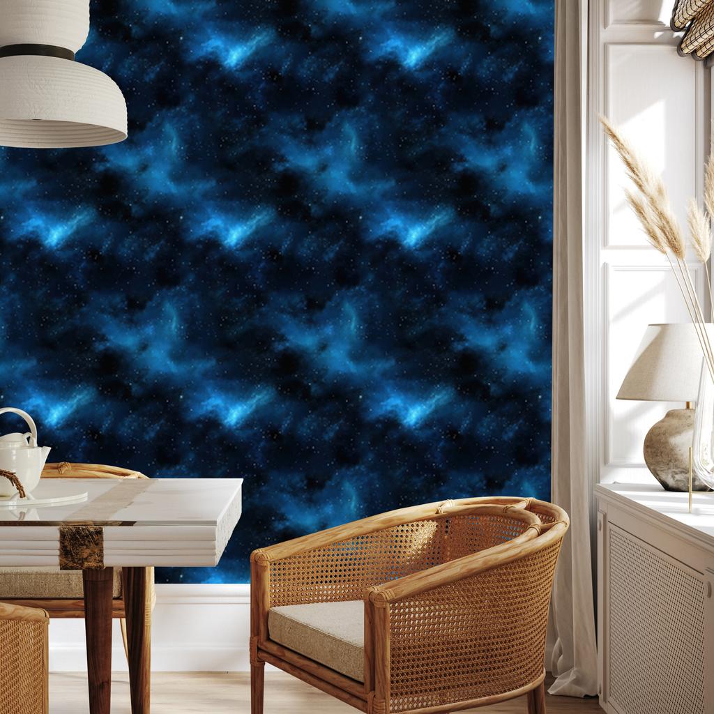 Watercolor Galaxy Wallpaper Navy Blue, Black, Blue and Azure 50x1000