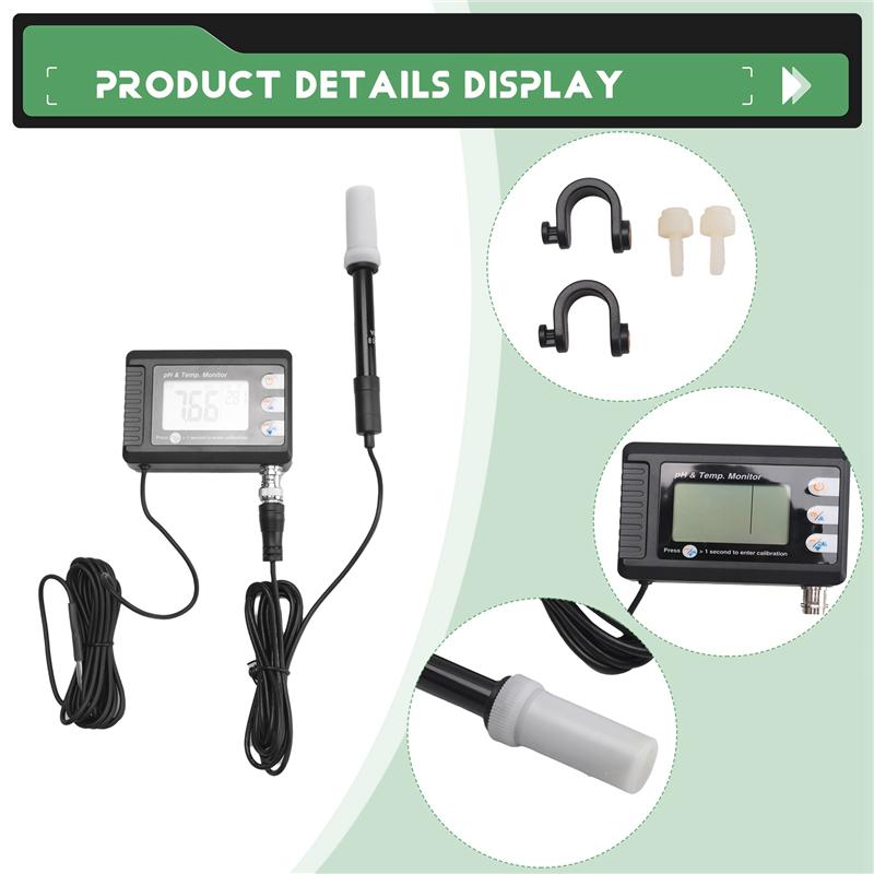 AB34-Combo Digital Combination Temperature& PH Meter, Aquarium Thermometer With Automatic Calibration Function, PH Monitor Syste