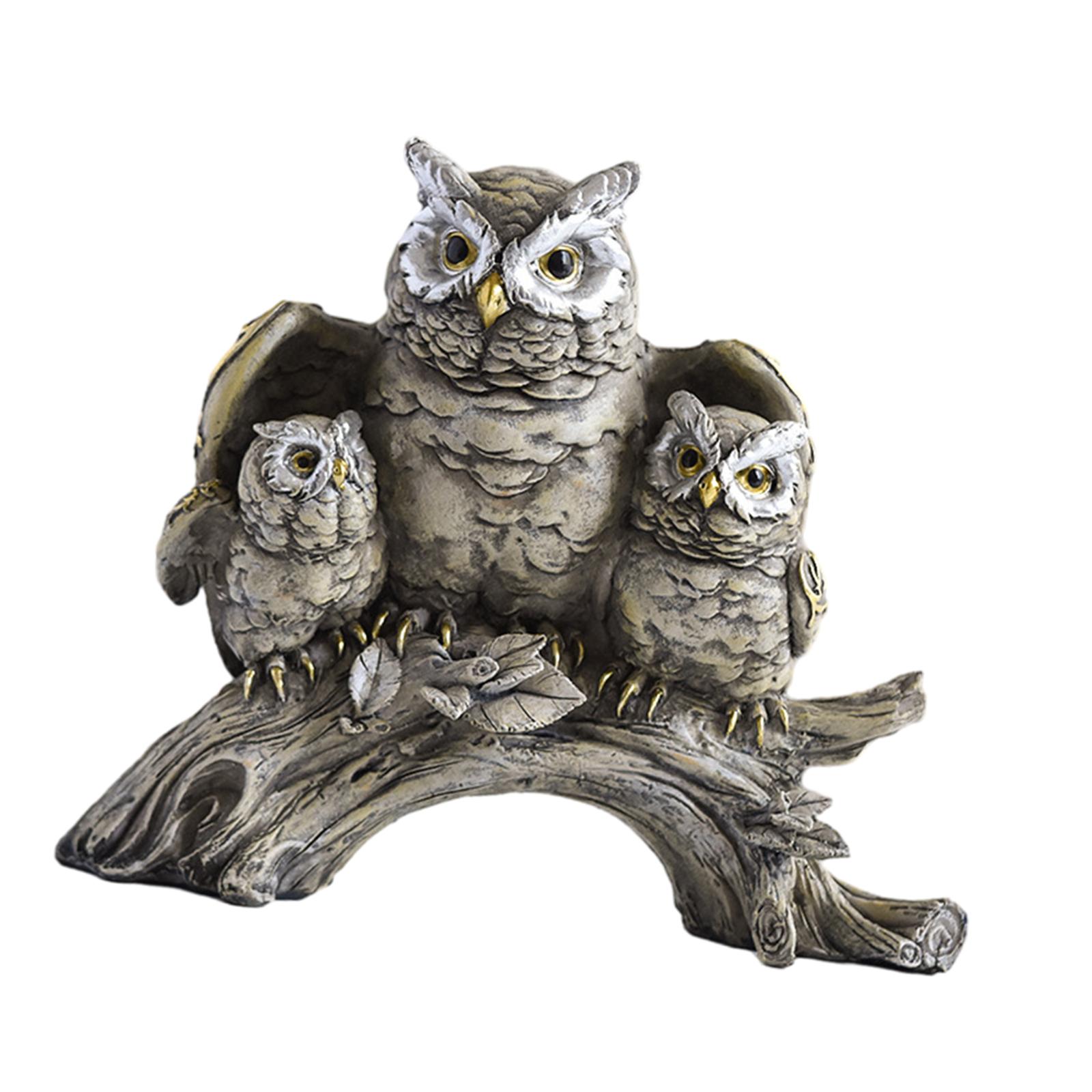 

Owl Figurines Home Decor Creative Ornaments Modern Owl Sculpture Owl Statue for Office Bedroom Cabinet Desktop Furnishing сірий колір