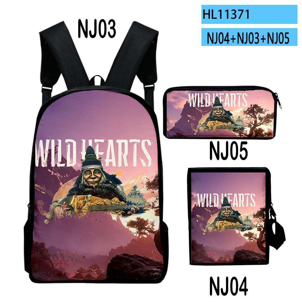 Classic Popular Wild Hearts Game 3D Print 3pcs/Set pupil School Bags Laptop Daypack Backpack Inclined shoulder bag Pencil Case