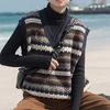 Elegante Damen Herbst Winter Gestreifte Strickweste V-Ausschnitt Ärmellos Westen Lässige Lockere Bedruckte Pullover Basic Einfache Kleidung