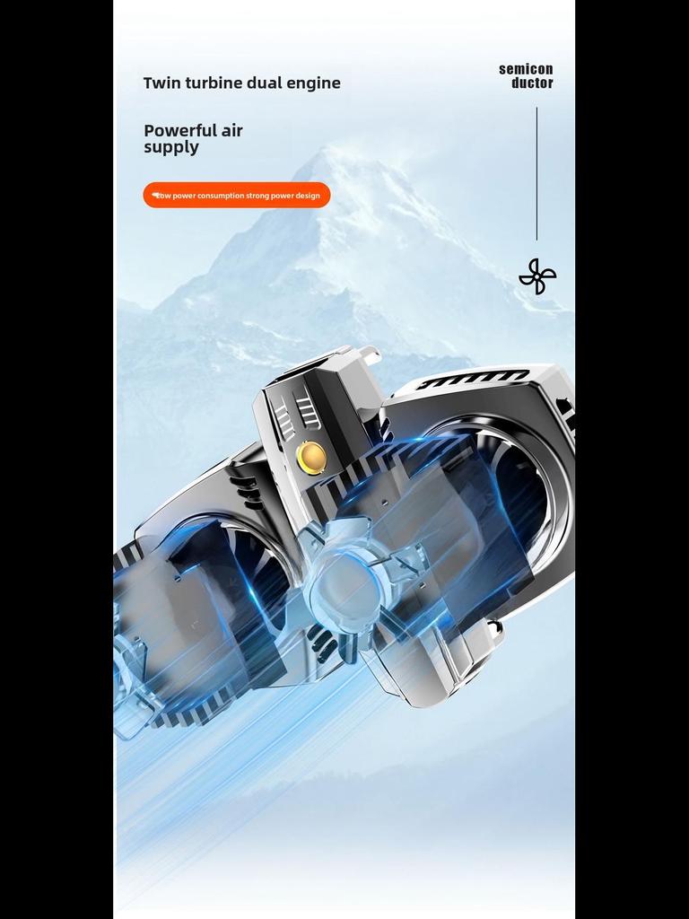 Cooler inteligent pentru telefon cu ventilator dublu, cu lumini colorate și afișaj digital