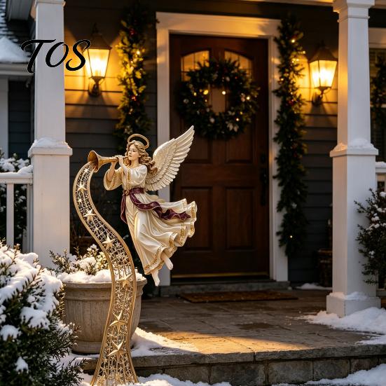 Xmas Lawn Decorations Christmas Garden Stake, Santa Claus Snowman Nutcracker Trumpet Angel Yard Signs Art, Acrylic Festive Sign for Outdoor Courtyard