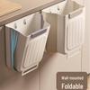 Wall-Mounted Foldable Trash Can with Lid for Kitchen and Bathroom