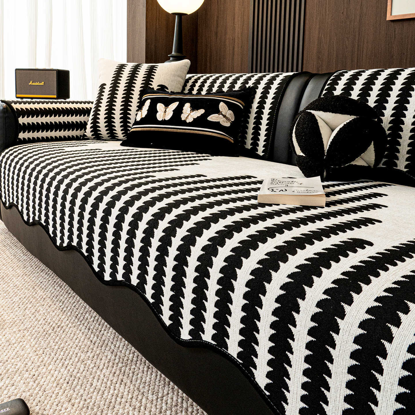 Lawrence Leather Sofa Cushion Universal Anti Slip Anti Cat Scratch Cushion One Piece Straight Sofa Cover for All Seasons 70*90cm