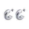 Thick Hoop Earring for Women, Chunky C-Shape Earrings Stainless Steel Open Hoops