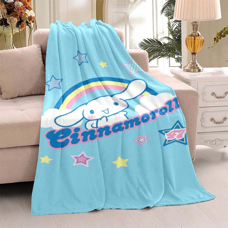 This 3D Adorable My Melody and Cinnamoroll Cartoon Flannel Blanket Is Comfortable and Soft, Suitable for Use In Bedrooms, Beds,