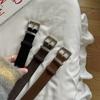 Vintage Suede Leather Belt for Women Genuine Cowhide Belts with Sliver Buckle Perfect for Jeans & Dresses Skinny Belt