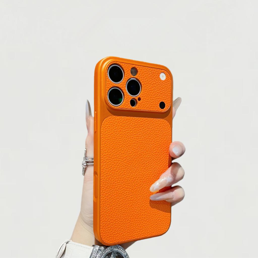 Seconds Change 17 Lychee Pattern, Suitable for iPhone15ProMax Mobile Phone Case Imitation Leather Apple 16 All-inclusive 13 Protective Case 14