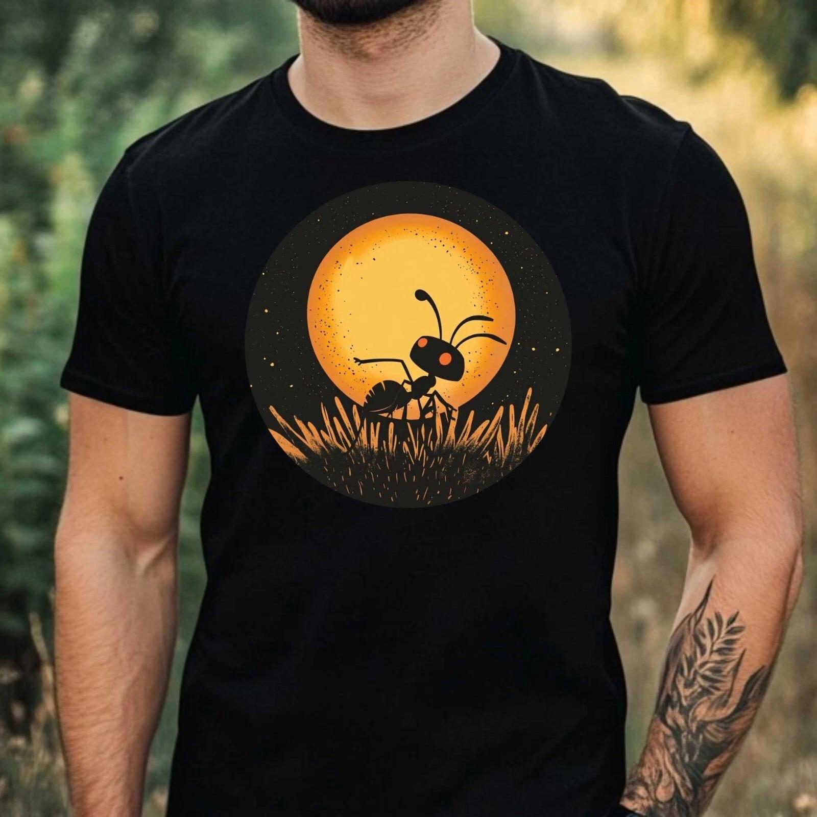 T-Shirt Herren Ameise im Mondlicht Motiv Baumwolle Größe XS bis 5XL XS