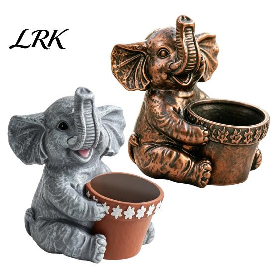 Small Planter Cute Elephant Planter, Animal Flower Pot, Weatherproof Indoor Outdoor Thickened Cactus Air Plant Holder for Home Office Desktop