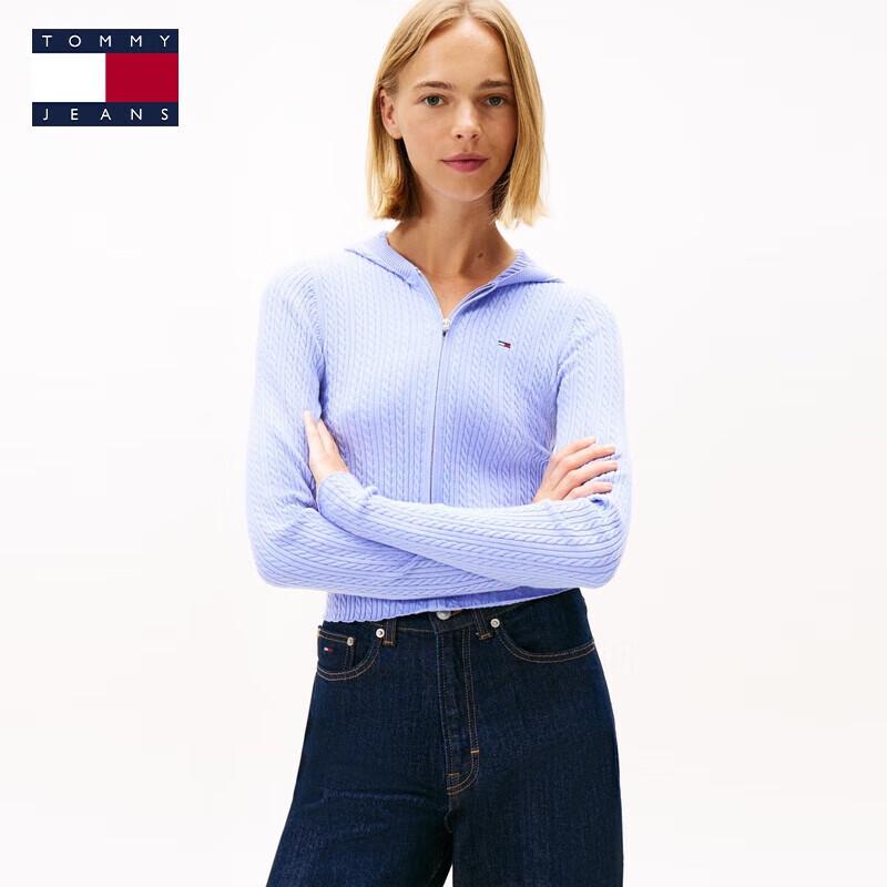 TOMMY JEANS Women's Cable Knit Hooded Cardigan