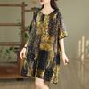 Short sleeve Plus size Cotton vintage floral new in dresses for women casual loose mini summer dress