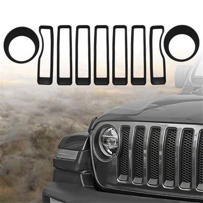 Mesh Grille Grill Insert+Headlight Turn Light Cover Trim For 2018-2023 Jeep Wrangler JL