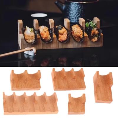 New U Shape Sushi Rack Wood Elegant Design Wooden Taco Snack Food Holder Wood Plate Cuisine Stand For Restaurant Hotel Home