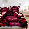 3pcs Anime Character Kamado Nezuko Pattern Bedding Three-Piece Set (1 Cover + 2 Pillowcases, No Fillings), This Printed Bedding Set Is Soft