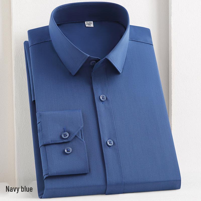 Męska, elastyczna, niegniotąca się biała koszula z włókna bambusowego – koreański styl, biznesowy, formalny, duży rozmiar