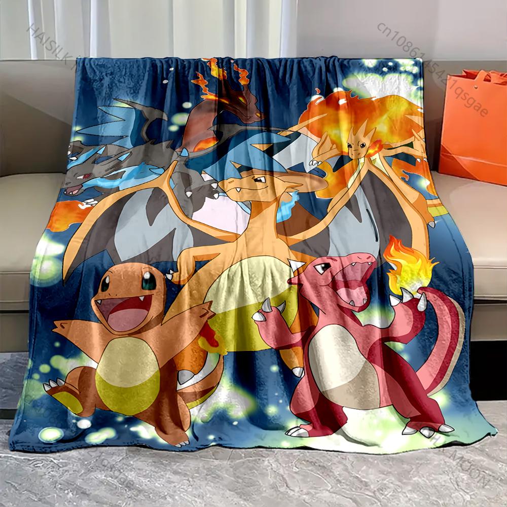 Japan Anime Pocket Monsters Charizard Print Blanket Adult Children Warm Blankets Home Travel Car Sofa Bed Comfortable Blanket 75x90cm