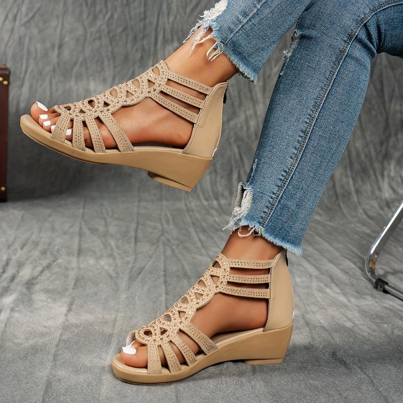 Elegant Women'S Sandals with Rhinestone Embellishments, Open-Toe Ankle Strap, Lightweight Comfortable Summer Shoes In Black & Beige