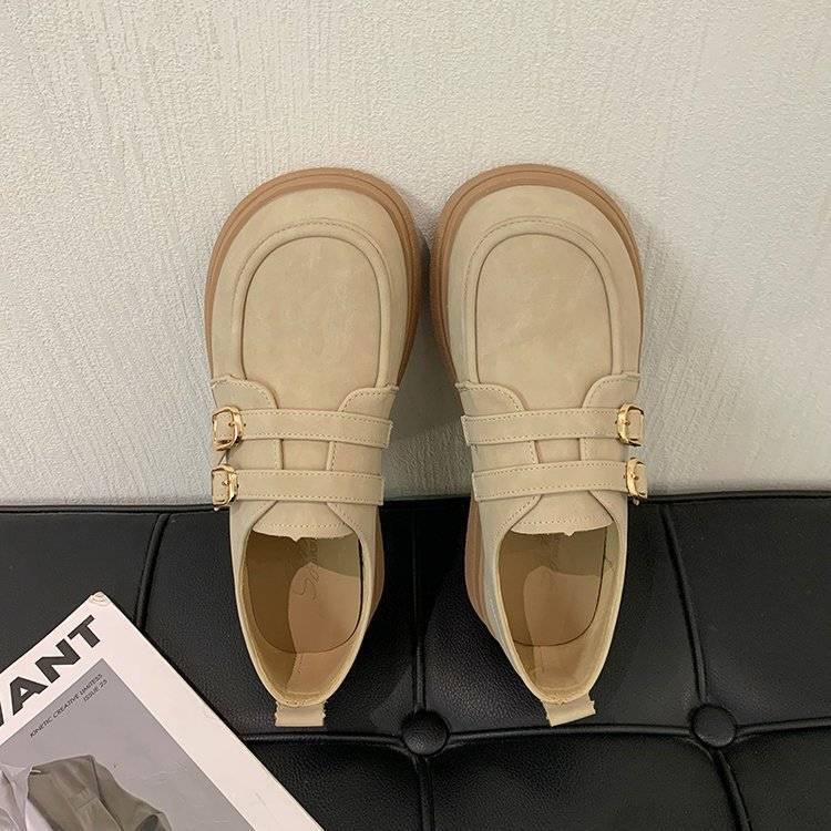 2025 Maillard style small leather shoes women's casual single shoes spring new versatile single shoes platform lazy one pedal
