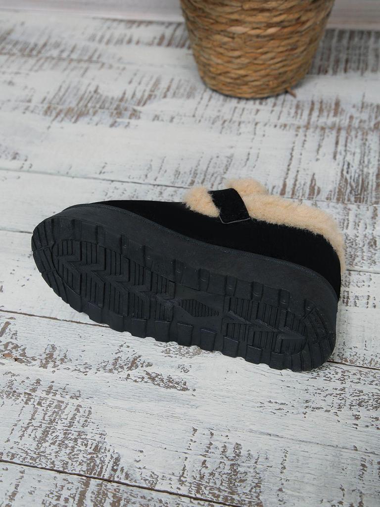 Women's Plus Size Fur Fleece One Foot Cotton Shoes Casual Short Tube Solid Color Sponge Cake Thick Soled Snow Boots Shoes 36-42