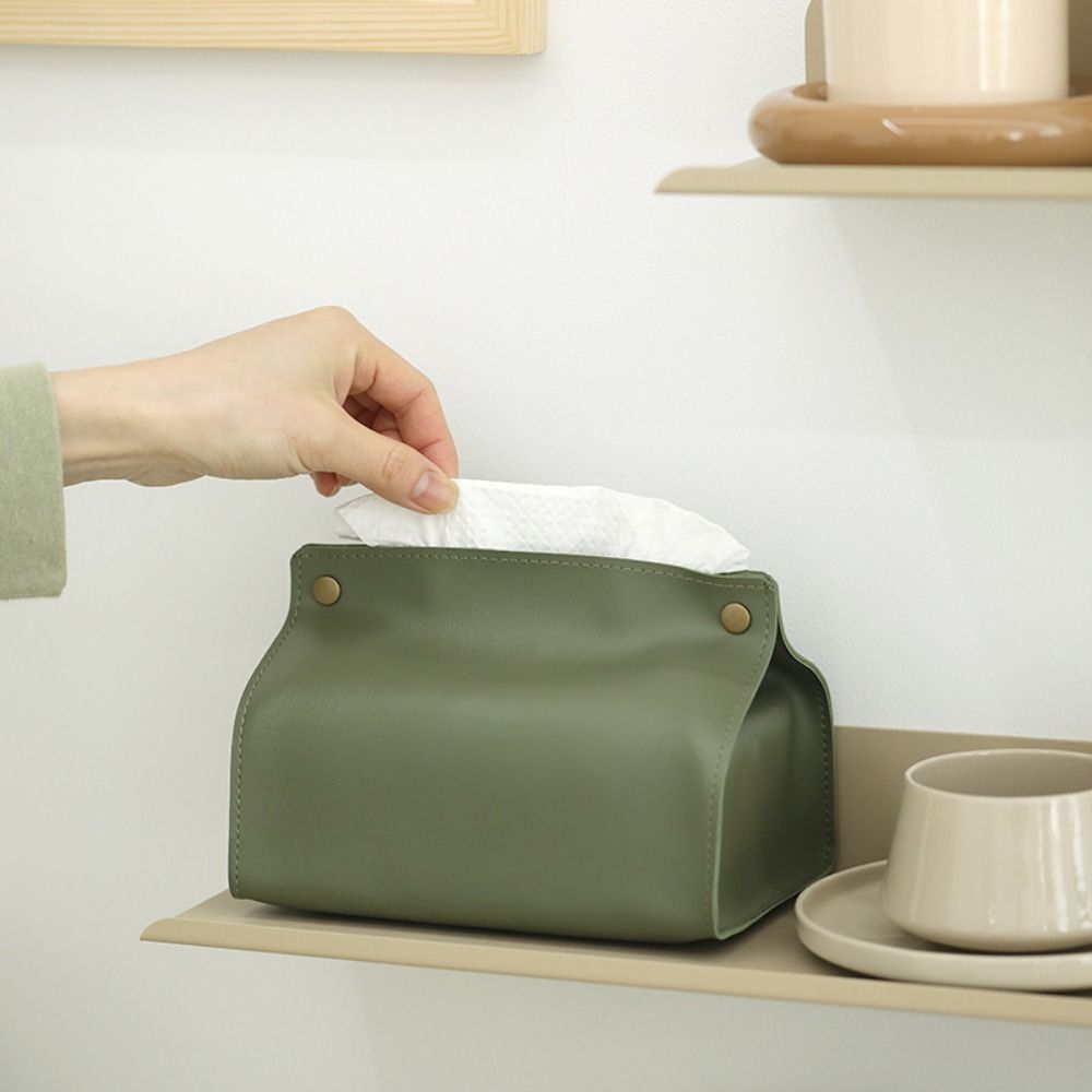 Bathroom Home PU Leather Bedroom Paper Towel Dispenser Wipes Storage Case Tissue Holder Napkin Box