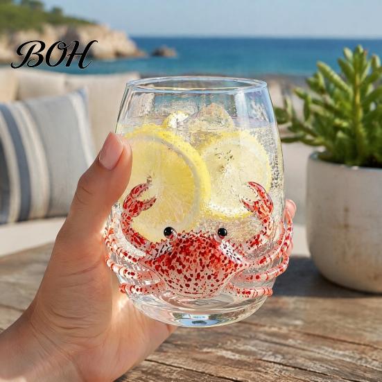 Εκλεπτυσμένο Παραθαλάσσιο Στυλ Ποτήρια 12oz Κούπα Νερού Χταπόδι, Ανάγλυφο Σχέδιο, Χειροποίητο Θαλάσσιο Δημιουργικό Ποτήρι με Καλαμάκι για Λάτρεις του Ωκεανού