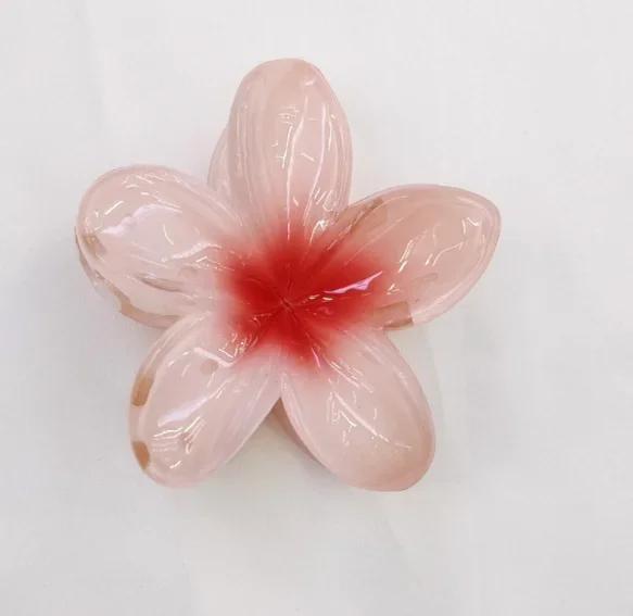 New Fashion Summer Gradient Flower Acrylic Hair Clip For Women Sweet Ponytail Hair Claw Shark Hairpin Barrettes Hair Accessories