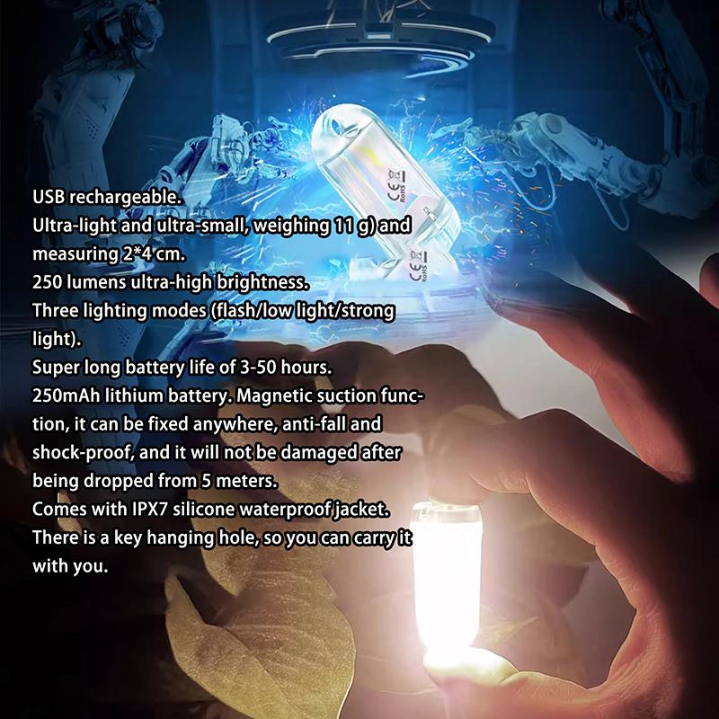 Mini Led Lights Usb Rechargeable Small Waterproof Flashlight Led Light High Brightness Keychain Pocket Light For Camping Walking
