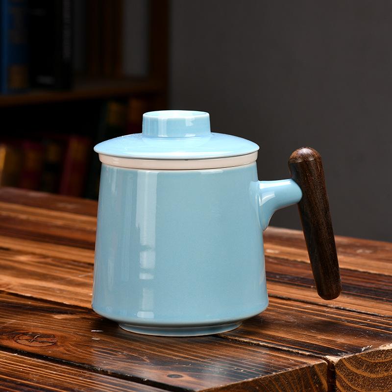 Ceramic Water Cup Teacup With Lid Office Cup Gift Box White Porcelain Cup With Filter Liner Gift