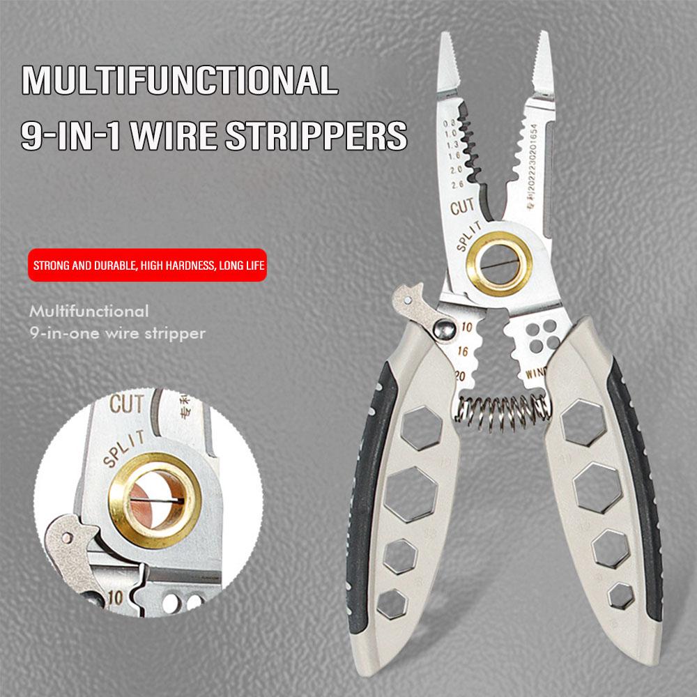 

9 In1 Wire Stripper, Pulley Design Multi-function Electrician Wire Splitter Wire Winding Pliers Crimping Pliers Hand Tool светло-синий