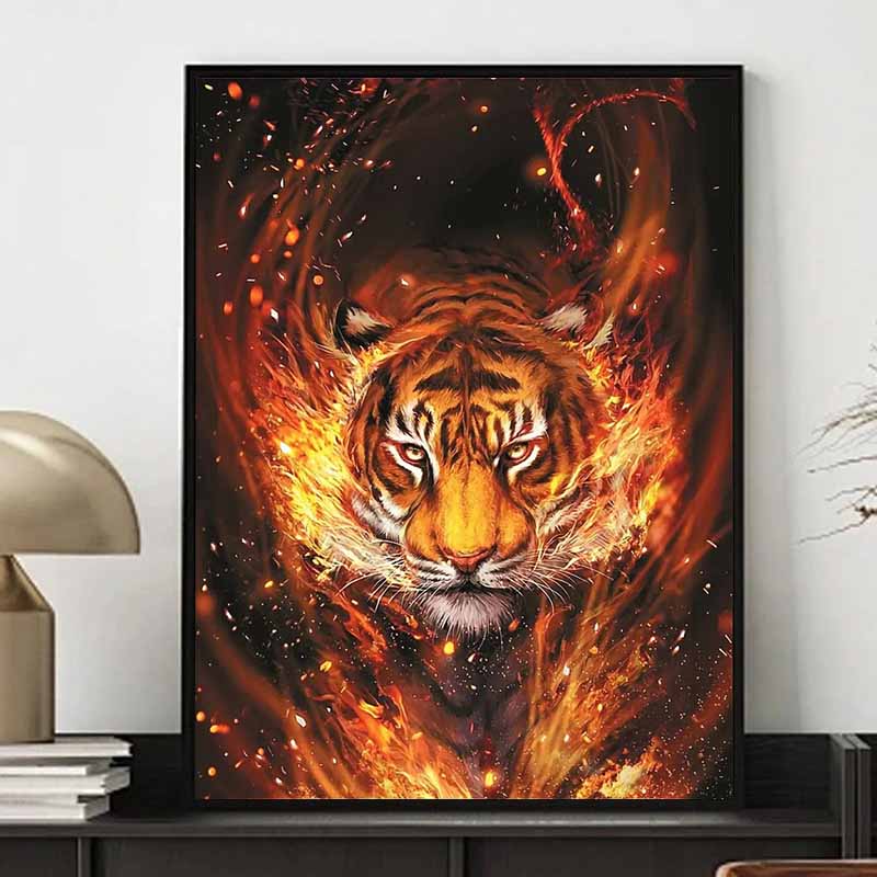 

New Arrival 5D DIY Full Circle Diamond Painting Tiger Embroidery Cross Stitch Home Decor Gift GI12105