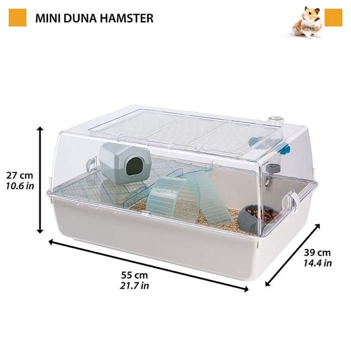 Cage pour hamster 55* 39* 27 cm - Mini Duna Blanche - FERPLAST