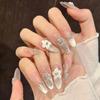Three-dimensional Cat's Eye French Sparkle Pile Diamond Flower Pearl Fashionable Versatile European and American Style Removable Manicure 30 Pieces