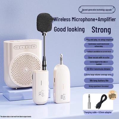 ZhuoPu Kids Wireless Megaphone Microphone - Quiet White CN Plug (adapter Included)