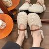 Gentle word with flat bottom velvet Mary Jane Doudou shoes fairy wind fluff shoes women wear 2025 autumn and winter new models