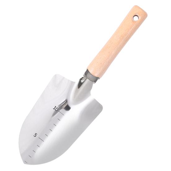 Garden Hand Trowel Heavy Duty Polished Stainless Steel Garden Shovel with Wooden Handle Digging Transplanting Shovel