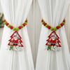 1 Pair Xmas Charm Curtain Tiebacks Wooden Bead Christmas Curtain Ties Beaded Curtain Holdbacks for Drapes Living Room Bedroom Nursery Decor