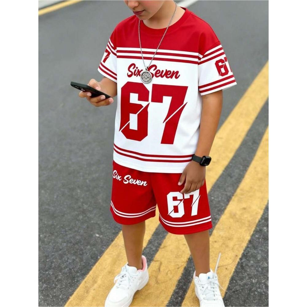 2 Stück Kinderkleidung Jungen Fußball-Outfit Schwarz Gelb Fußballtrikot Shorts Set, Leichte Sportkleidung für das Training