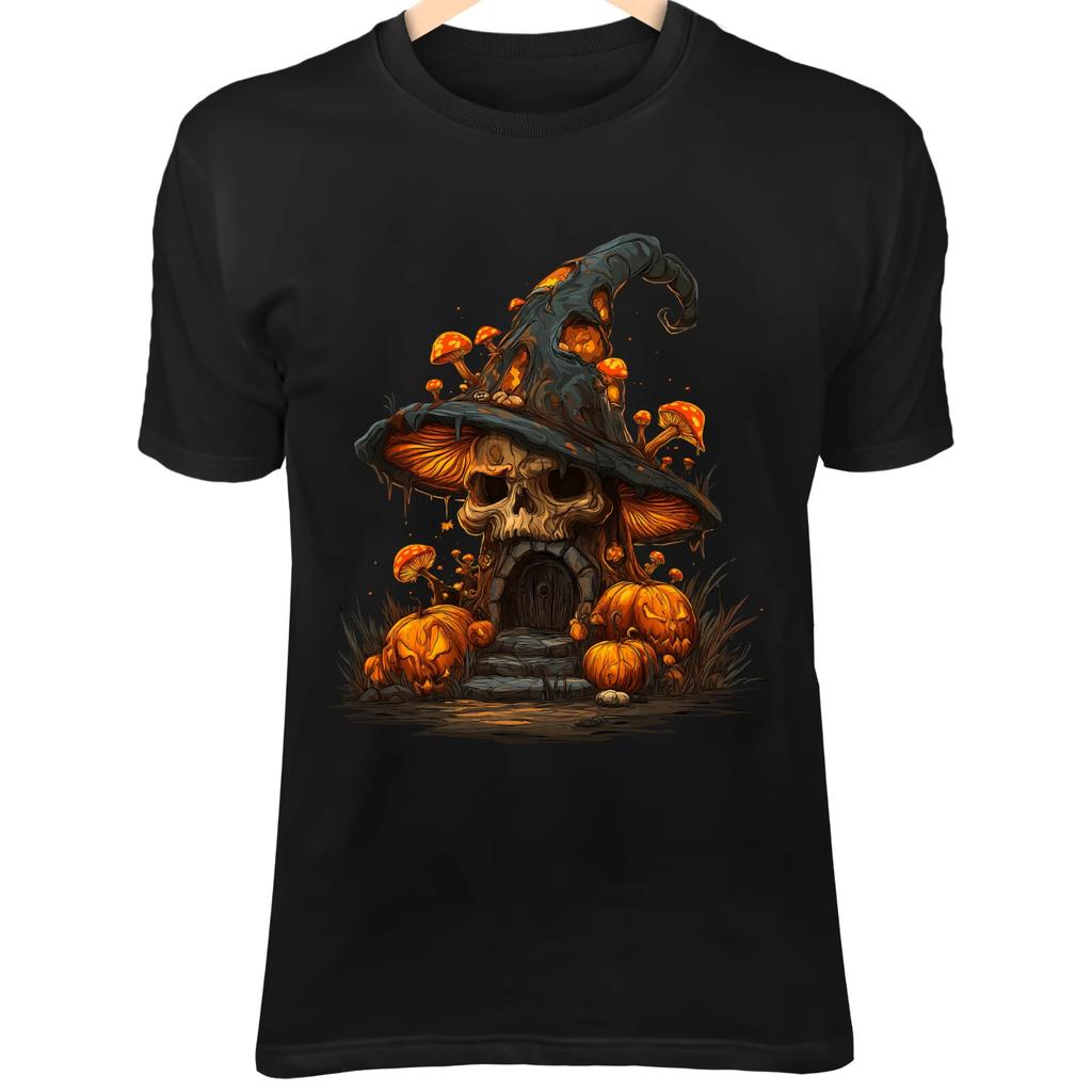 Haunted Skull Mushroom House - Witch Hat Roof, Glowing Fungi & Halloween Pumpkin