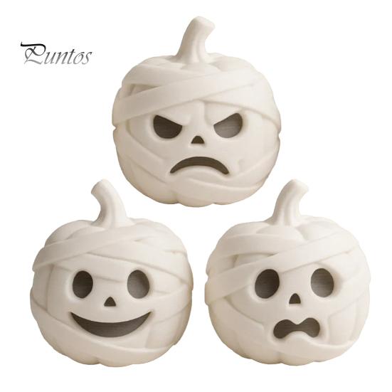 Festive Entrance Display Pieces 3D Printed Mummy Pumpkin Skull Figurine for Halloween Decorations, Versatile Showcase Statues with Funny Expressions