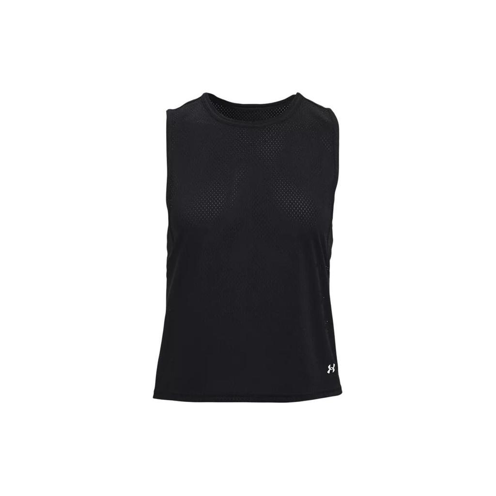 Under Armour HG Round Neck Printed Letter Sleeveless Vest Women Tops Black 1360835-001
