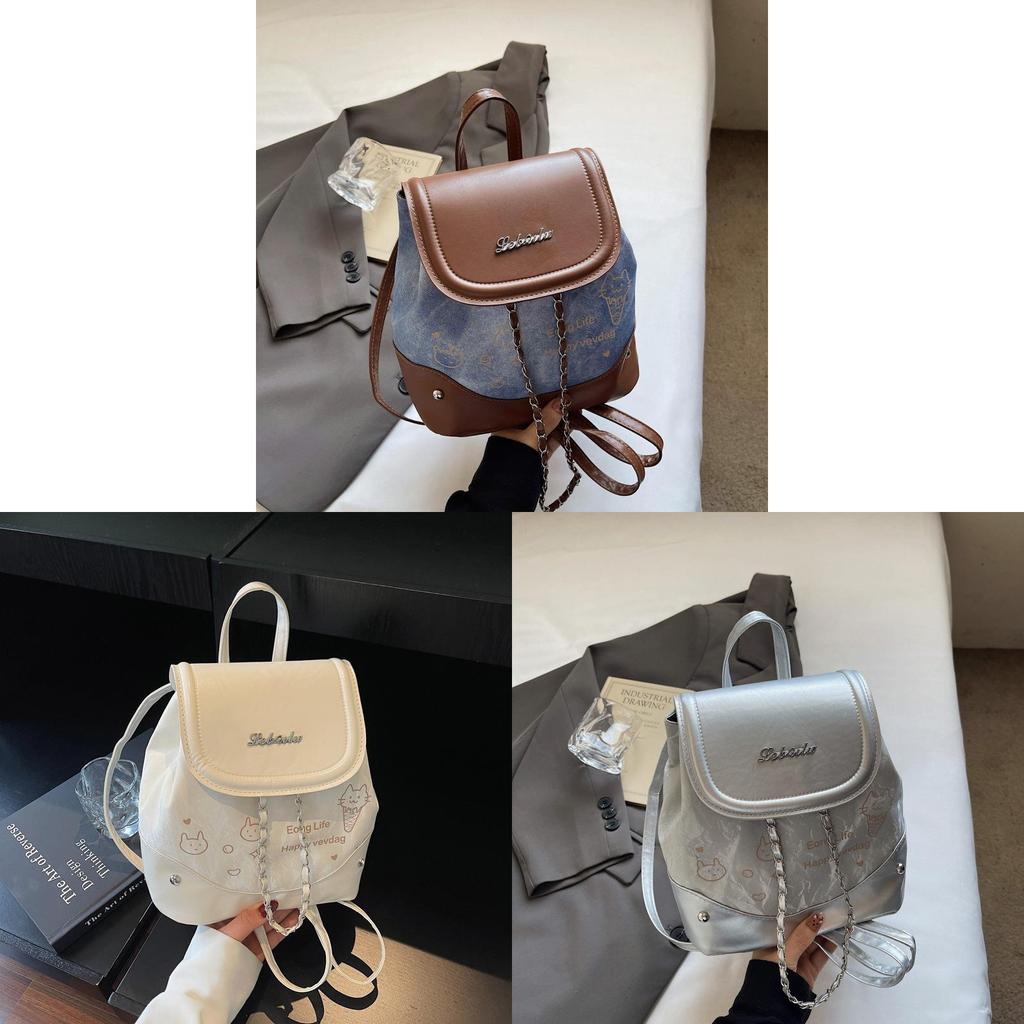 Zaino alla moda in materiale PU color castagna con chiusura magnetica per uso quotidiano e viaggi