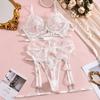 Sex underwear perspective outfit mesh embroidery contrasting color bra sexy temptation set