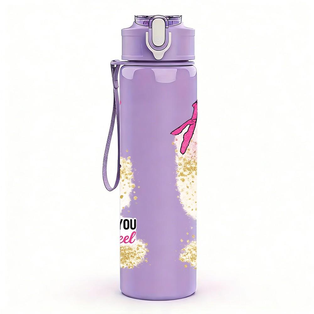 1PC Hustle Fitness Workout Girl Quote Print 750ml Color Plastic Sports Water Bottle Leakproof Flip Straw Lid Suitable for Sports Office Home Use