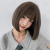 Young Ladies Korean Style Short Straight Wig Daily Use Natural Looking Synthetic Fiber Bob Wig with Bangs