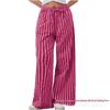 2024 Women's European & American Casual Striped Low Waist Wide Leg Drawstring Multi-Pocket Pants