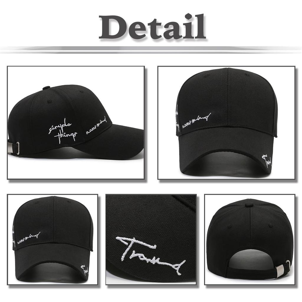 Sun Sun CZA404 [White Fang] Hat, Cap, Embroidered, Casual, Spring/Summer, Protection, Hat, Outdoor, Men's, Women's, (Black)