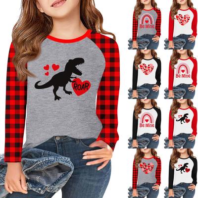 Girls Long Sleeve Love Valentine's Day T Shirts Kids Fall Tops Crewneck Basic Tees 5-14Y